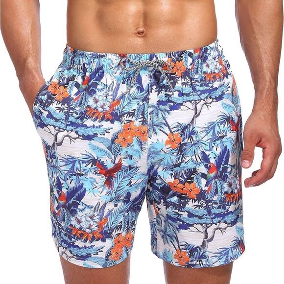 NEW Mens Swim Trunks Quick Dry Shorts Mesh Lining Pockets XL - Picture 2 of 7